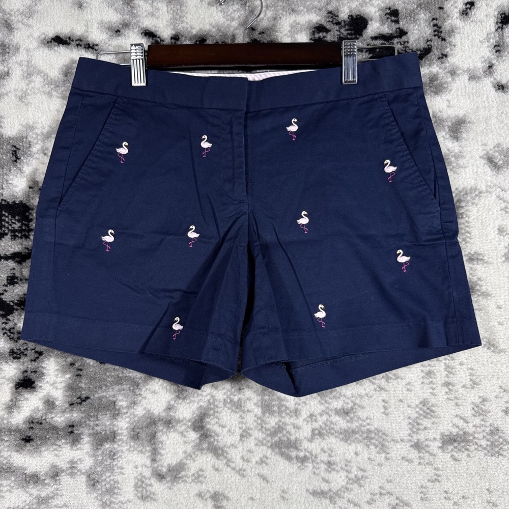 Brooks‎ Brothers Shorts Womens Size 6 Navy Blue Embroidered Flamingos Preppy